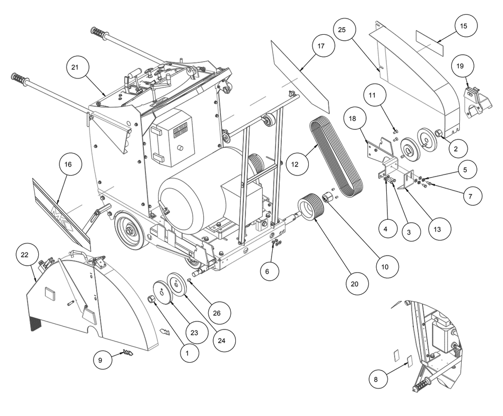 Section 01 Diagram and Parts List for MK-4036B 167439-36 MK Diamond Concrete Saw